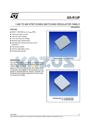 GS-R12P0001.5 datasheet - 1.8W TO 8W STEP-DOWN SWITCHING REGULATOR FAMILY