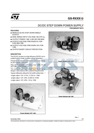 GS-R0.3512SM datasheet - DC/DC STEP SOWN POWER SUPPLY