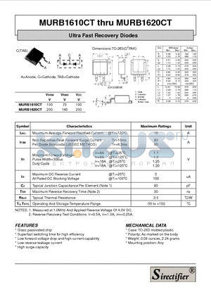 MURB1610CT datasheet - Ultra Fast Recovery Diodes