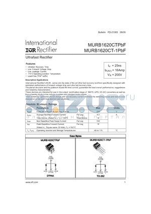 MURB1620CT datasheet - Ultrafast Rectifier