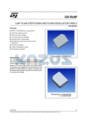 GS-R24P0501.5 datasheet - 1.8W TO 8W STEP-DOWN SWITCHING REGULATOR FAMILY