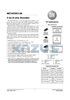 MC74VHC138MEL datasheet - 3-To-8 Line Decoder