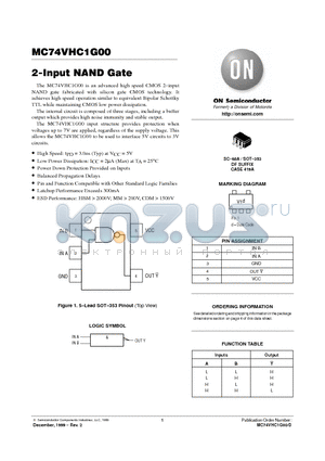 MC74VHC1G00DFT1 datasheet - 2-Input NAND Gate