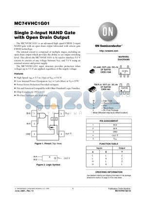 MC74VHC1G01DFT1 datasheet - 2-Input NAND Gate with Open Drain Output