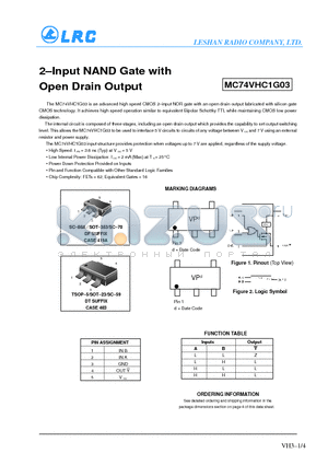 MC74VHC1G03DFT4 datasheet - 2-Input NAND Gate with Open Drain Output