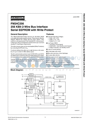 FM24C256 datasheet - 256 KBit 2-Wire Bus Interface Serial EEPROM with Write Protect