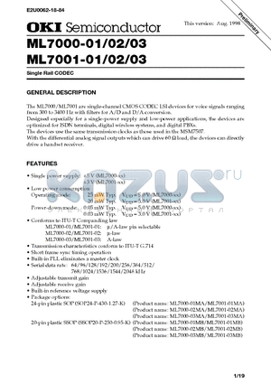 ML7000-01 datasheet - Single Rail CODEC