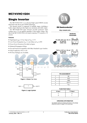 MC74VHC1G04DFT1G datasheet - Single Inverter