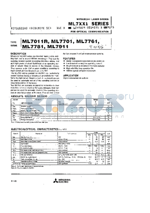 ML7011R datasheet - LASER DIODES FOR OPTICAL COMMUNICATION