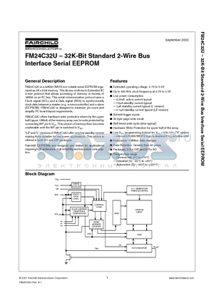 FM24C32U datasheet - 32K-Bit Standard 2-Wire Bus Interface Serial EEPROM