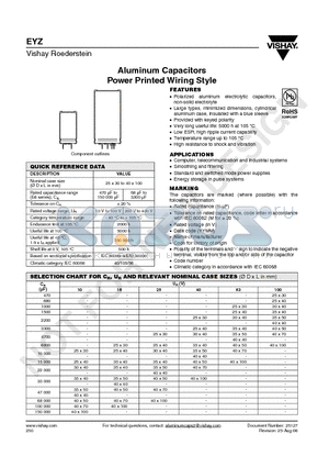 MALPEYZ00AV422G02W datasheet - Aluminum Capacitors Power Printed Wiring Style