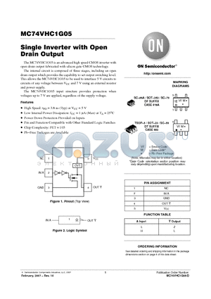 MC74VHC1G05 datasheet - Single Inverter with Open Drain Output
