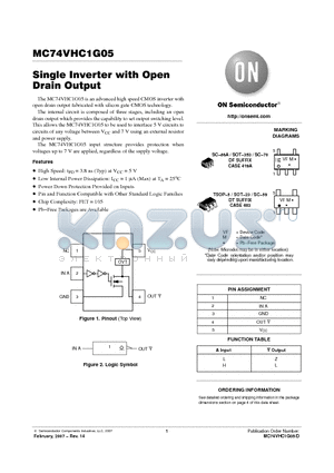 MC74VHC1G05DFT1 datasheet - Single Inverter with Open Drain Output