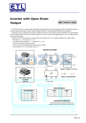 MC74VHC1G05DFT4 datasheet - Inverter with Open Drain Output