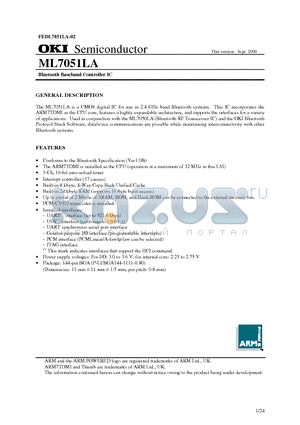 ML7051LA datasheet - Bluetooth Baseband Controller IC