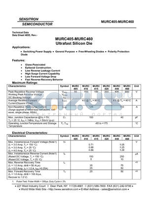 MURC420 datasheet - MURC405-MURC460 Ultrafast Silicon Die