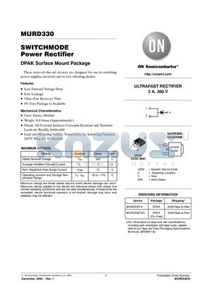 MURD330 datasheet - SWITCHMODE Power Rectifier