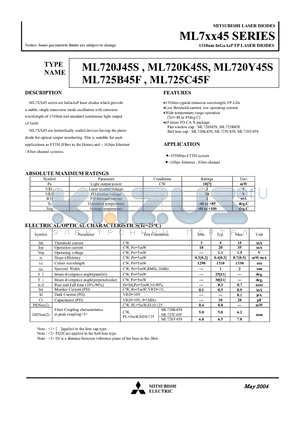 ML720Y45S datasheet - 1310nm InGaAsP FP LASER DIODES