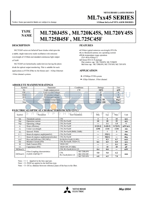 ML720K45S datasheet - 1310nm InGaAsP FP LASER DIODES