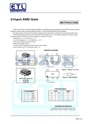 MC74VHC1G08DFT4 datasheet - 2-Input AND Gate