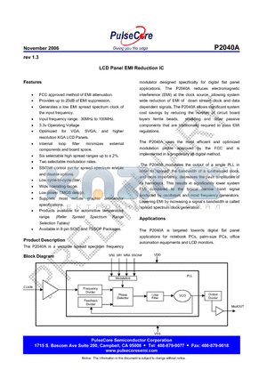 P2040AF-08-ST datasheet - LCD Panel EMI Reduction IC