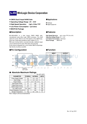 ML74WL00 datasheet - Dual 2-input NAND Gate