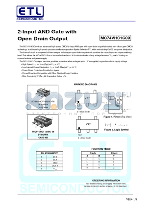 MC74VHC1G09DTT1 datasheet - 2-Input AND Gate with Open Drain Output