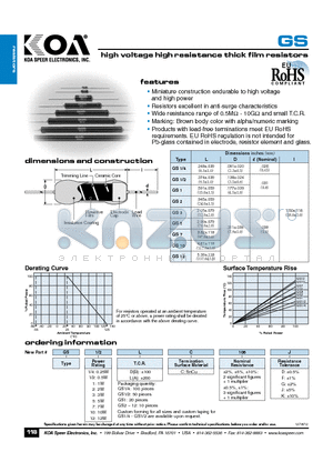 GS10LC106K datasheet - high voltage high resistance thick film resistors