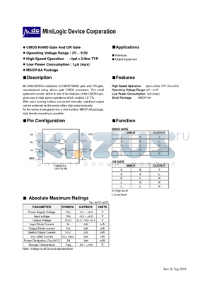 ML74WLAE datasheet - NAND Gate (unbuffered) and OR Gate (unbuffered)