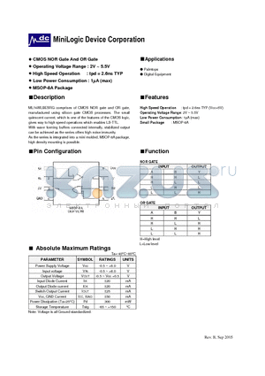 ML74WLBE datasheet - NOR Gate (unbuffered) and OR Gate (unbuffered)