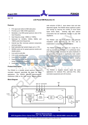 P2042A datasheet - LCD Panel EMI Reduction IC