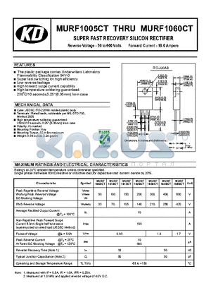 MURF1040CT datasheet - SUPER FAST RECOVERY SILICON RECTIFIER