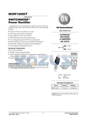 MURF1620CTD datasheet - SWITCHMODE Power Rectifier