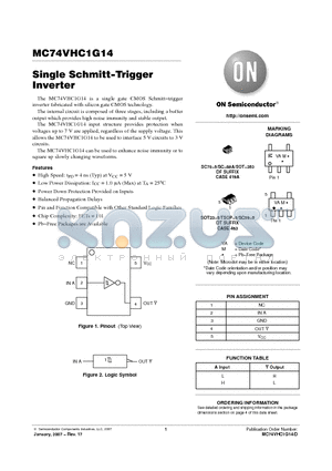 MC74VHC1G14DFT2G datasheet - Single Schmitt−Trigger Inverter