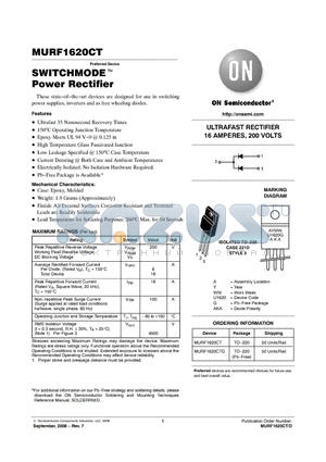 MURF1620CT_08 datasheet - SWITCHMODE Power Rectifier