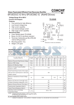 EF10C06C-G datasheet - Glass Passivated Efficient Fast Recovery Rectifier