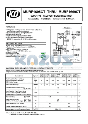 MURF1620CT datasheet - SUPER FAST RECOVERY SILICON RECTIFIER