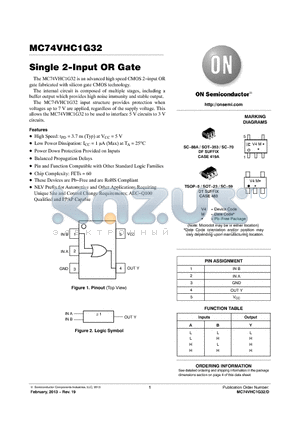 MC74VHC1G32DTT1G datasheet - Single 2-Input OR Gate