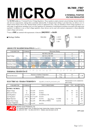 ML7812FA datasheet - 3-TERMINAL POSITIVE VOLTAGE REGULATOR