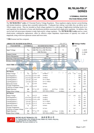 ML78L12A datasheet - 3-TERMINAL POSITIVE VOLTAGE REGULATOR