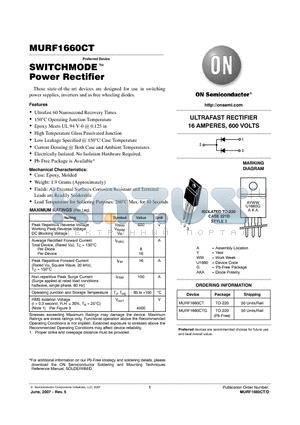 MURF1660CTG datasheet - SWITCHMODE Power Rectifier