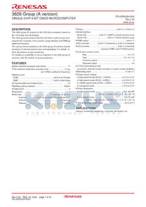 M38260M7AXXXGP datasheet - SINGLE-CHIP 8-BIT CMOS MICROCOMPUTER