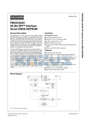 FM25C020 datasheet - 2K-Bit SPI Interface Serial CMOS EEPROM