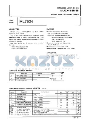 ML7924 datasheet - InGaAsP-MQW-DFB LASER DIODES