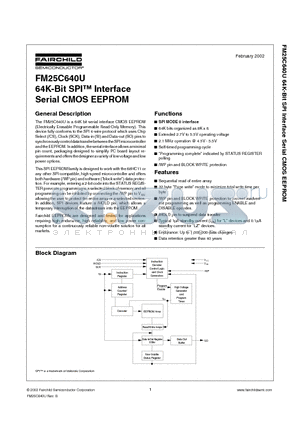 FM25C640U datasheet - 64K-Bit SPI Interface Serial CMOS EEPROM