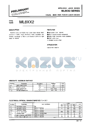 ML8XX2 datasheet - InGaAsP-MQW HIGH POWER LASER DIODES