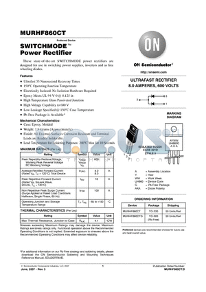 MURHF860CT datasheet - SWITCHMODE Power Rectifier