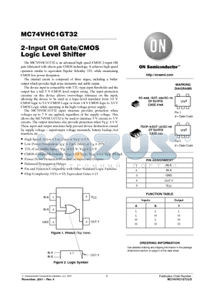 MC74VHC1GT32 datasheet - 2-Input OR Gate/CMOS Logic Level Shifter