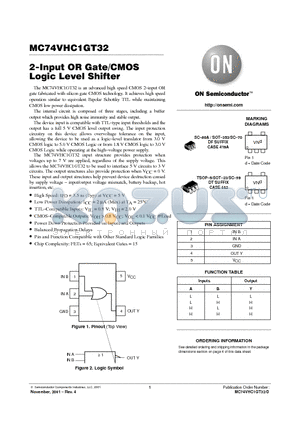 MC74VHC1GT32DTT1 datasheet - 2-Input OR Gate/CMOS Logic Level Shifter