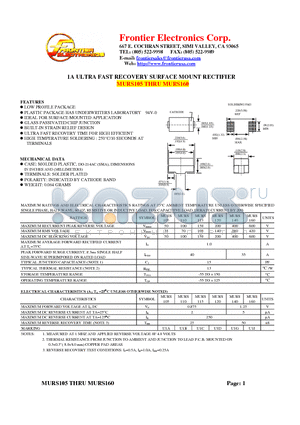 MURS110 datasheet - 1A ULTRA FAST RECOVERY SURFACE MOUNT RECTIFIER